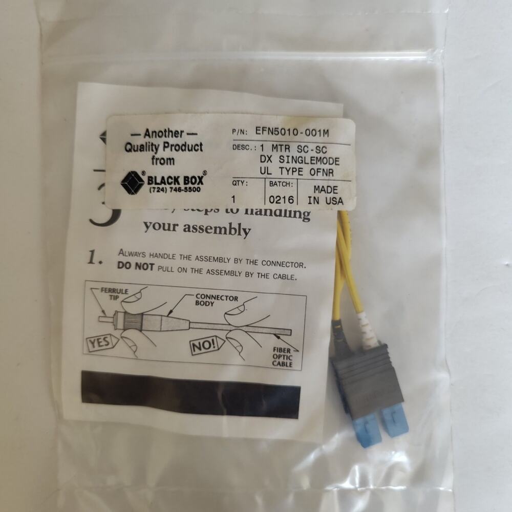 NEW Black Box EFN5010-001M fiber optic cable, 1 meter, SC-SC